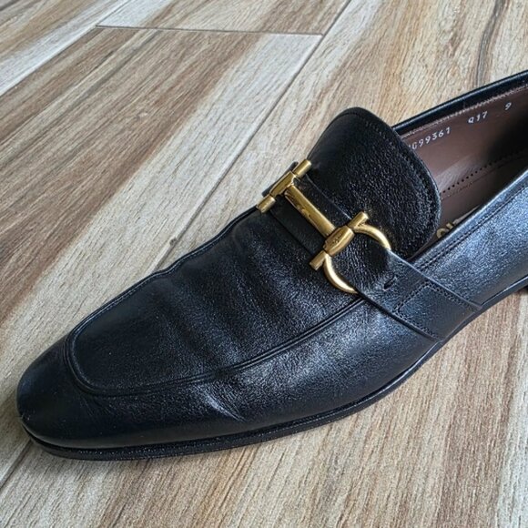 Men\'s Salvatore Ferragamo lavorazione D Leather Black Loafer Size 9D main image 8